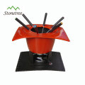 Mini Chocolate Cast Iron Emaille Fondue und Gabeln